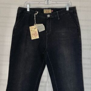 Dear John Womens Jeans Waist 34/Inseam 32 Denim Black Bell Bottom Boot Cut Jeans